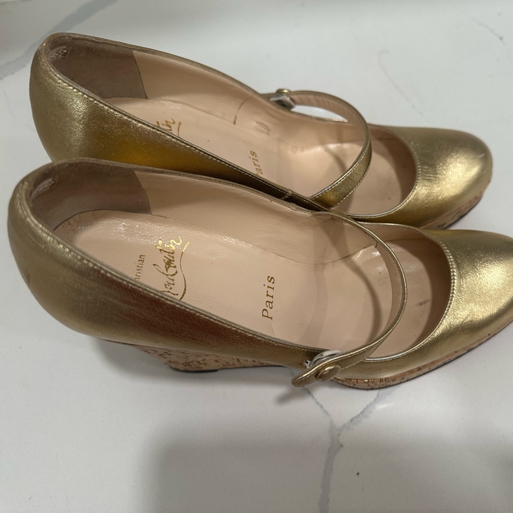 Christian Louboutin Gold Wedge